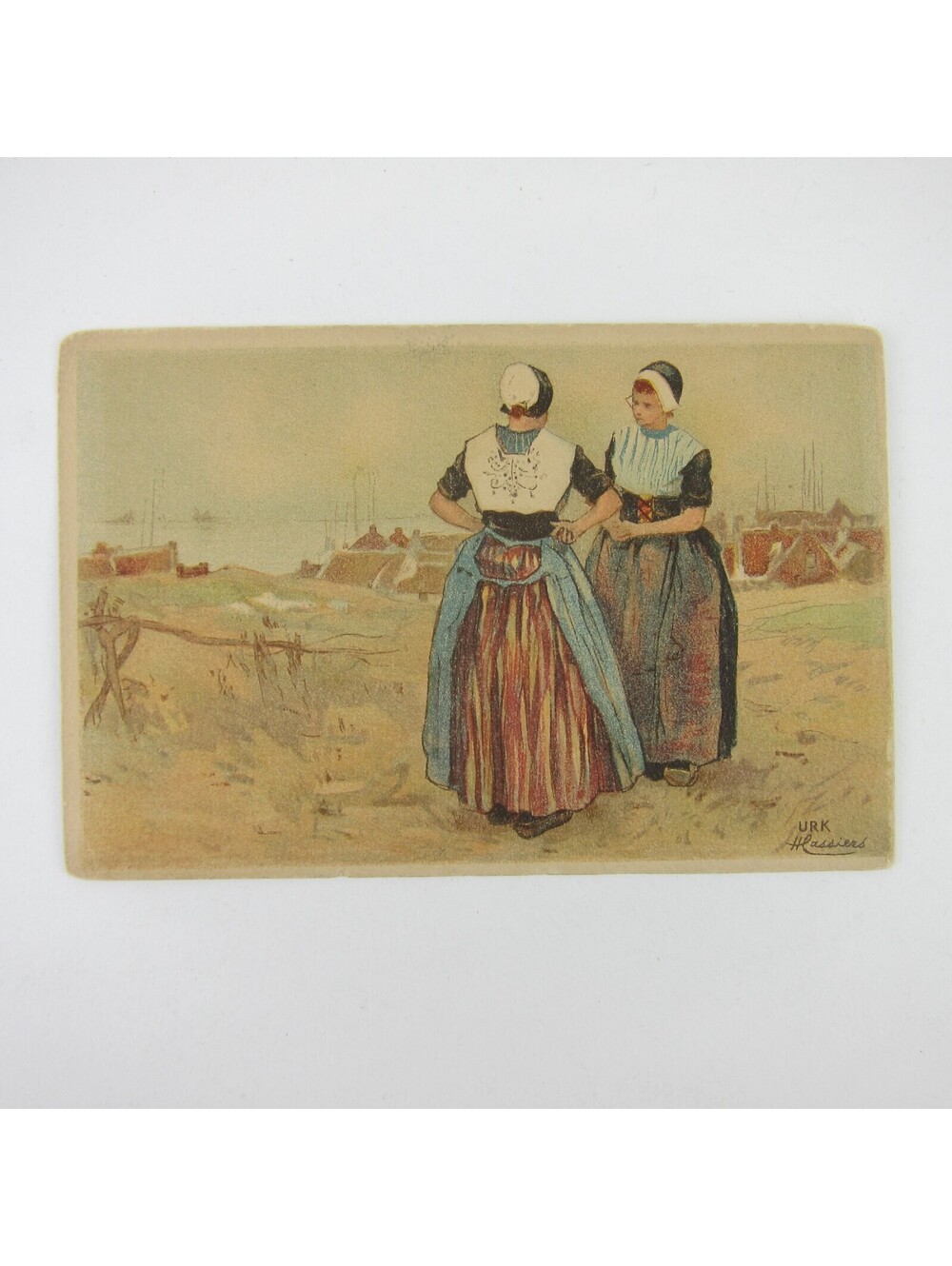 Postcard Dutch Women Talking Henri Cassiers URK Blank Unposted Antique